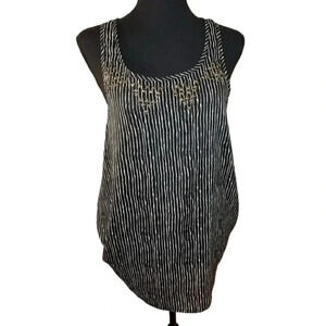 Yag Couture Black and White Striped Studded Sleeveless Tunic Size S.
